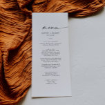 Modern Script Wedding Dinner Menu<br><div class="desc">This modern script wedding dinner menu card is perfect for a minimalist wedding. The simple black and white design features unique industrial lettering typography with modern boho style. Customisable in any colour. Keep the design minimal and elegant, as is, or personalise it by adding your own graphics and artwork. This...</div>