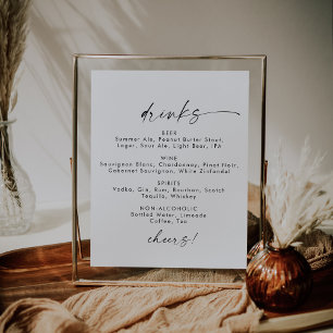 Modern Script Wedding Drinks Menu Sign