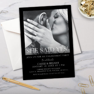 Modern Script Wedding Engagement Party Invitation