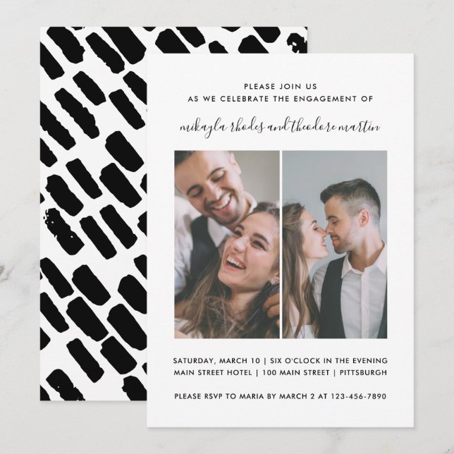 Modern Script Wedding Engagement Photo Invitation (Front/Back)