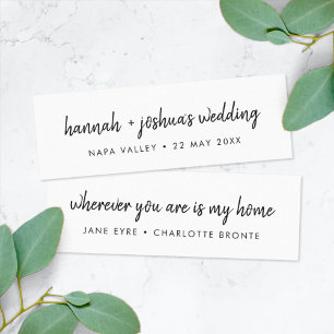 Modern Script Wedding Favour Mini Bookmark Card