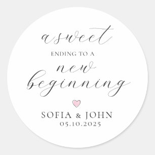 Modern script Wedding favour Treat   Classic Round Sticker