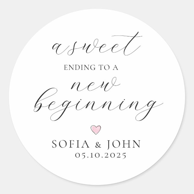 Modern script Wedding favour Treat   Classic Round Sticker (Front)