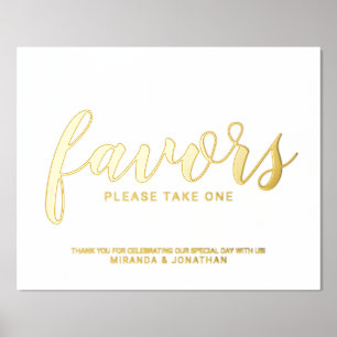 Modern Script Wedding Favours Gold Foil Prints