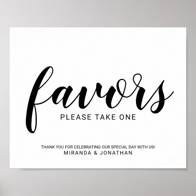 Modern Script Wedding Favours Sign (Front)