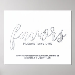 Modern Script Wedding Favours Silver Foil Prints