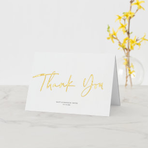 Modern Script Wedding Gold Foil Thank You Card
