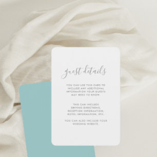 Modern Script Wedding Guest Details Card in Blue