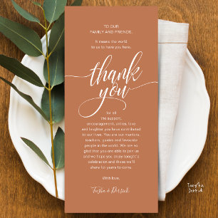 Modern Script Wedding Guest Dinner Thank You Card