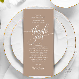 Modern Script Wedding Guest Dinner Thank You Card