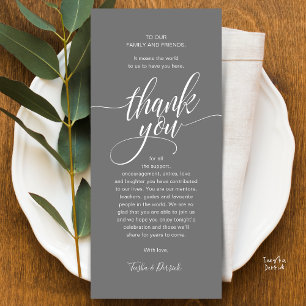 Modern Script Wedding Guest Dinner Thank You Card
