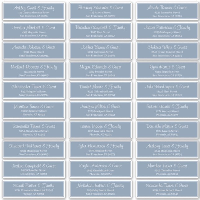 Modern Script Wedding Guest Names Address (Front)