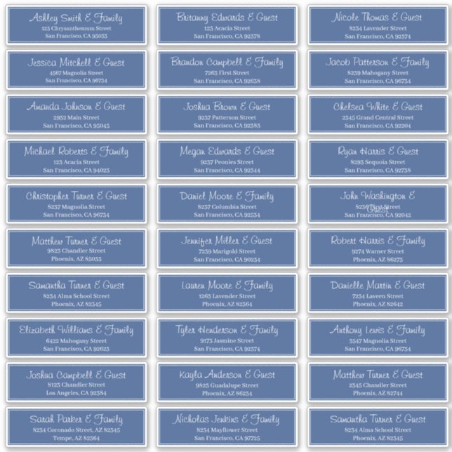 Modern Script Wedding Guest Names Address (Front)