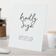 Modern Script Wedding Guestbook Pedestal Minimal