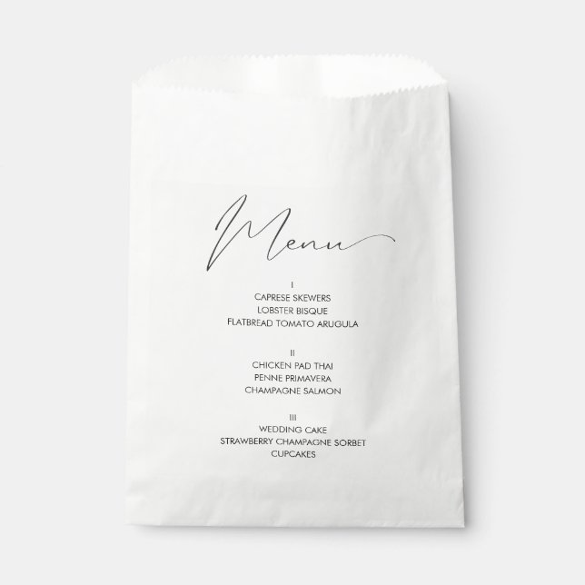 Modern Script Wedding Menu Bread Bag (Front)