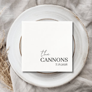 Modern Script Wedding Personalised Name Date Napkin