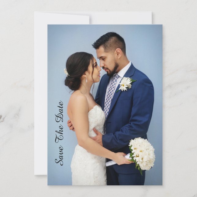 Modern Script Wedding Photo Save The Date (Front)