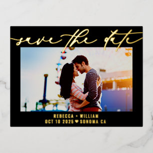 Modern Script Wedding Photo Save the Date Postcard