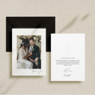 Modern Script Wedding Photo Thank You Card
