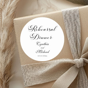 Modern Script Wedding Rehearsal Dinner Classic Round Sticker