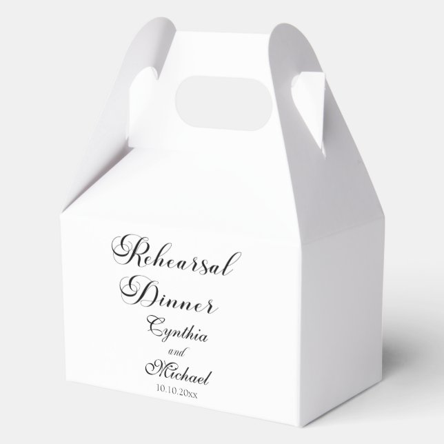 Modern Script Wedding Rehearsal Dinner Favour Box (Front)