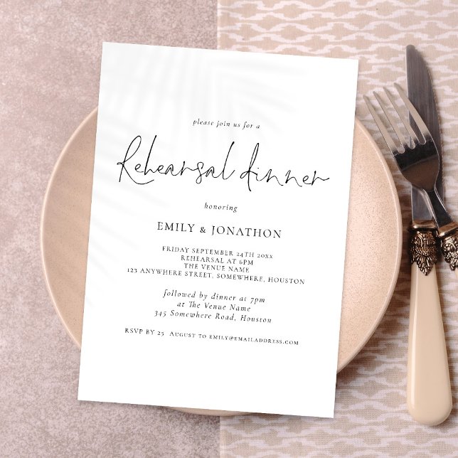 Modern Script Wedding Rehearsal Dinner Invitation (Creator Uploaded)