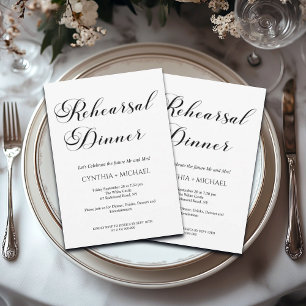 Modern Script Wedding Rehearsal Dinner Invitation