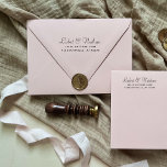Modern Script Wedding Return Address Rubber Stamp<br><div class="desc">Simple,  modern wedding return address rubber stamp,  featuring your names in formal black script and your address in sans serif font.</div>