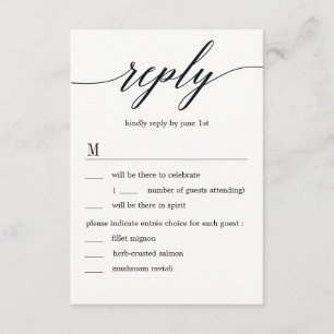Modern Script Wedding RSVP with Menu Options Invitation