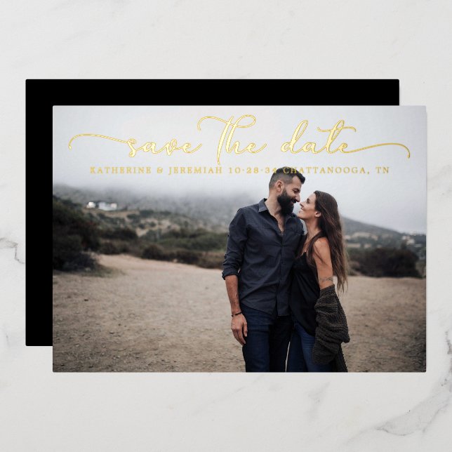 Modern Script Wedding Save the Date (Front/Back)