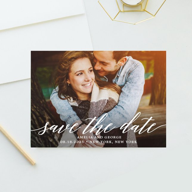 Modern Script Wedding Save The Date Card (Creator Uploaded)
