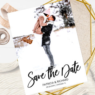 Modern Script Wedding Save The Date Photo Postcard