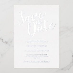 Modern Script Wedding Save the Date Silver