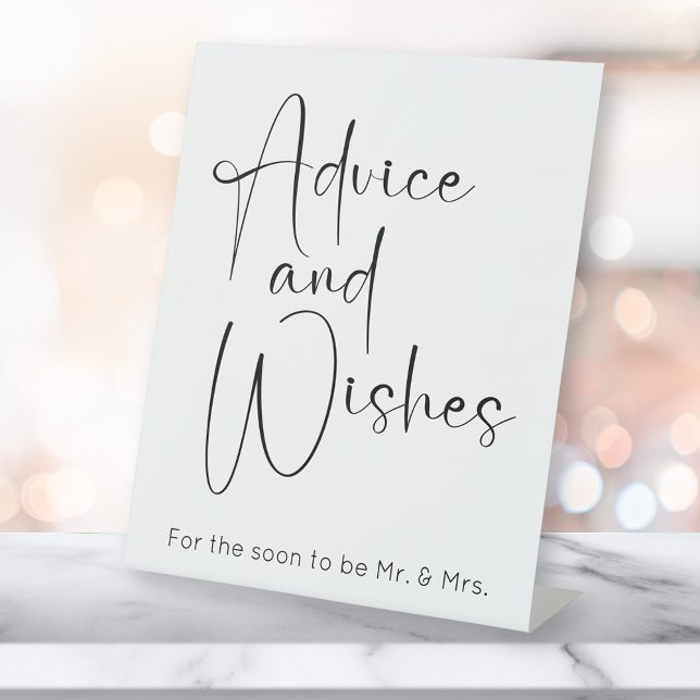 Modern Script Wedding Shower Advice and Wishes Pedestal Sign (Creator Uploaded)