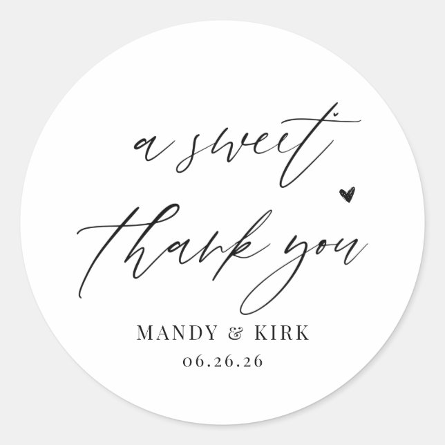 Modern Script wedding stickers thank you (Front)