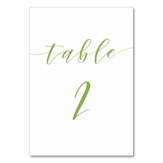 Modern script wedding table number card 2 (Front)