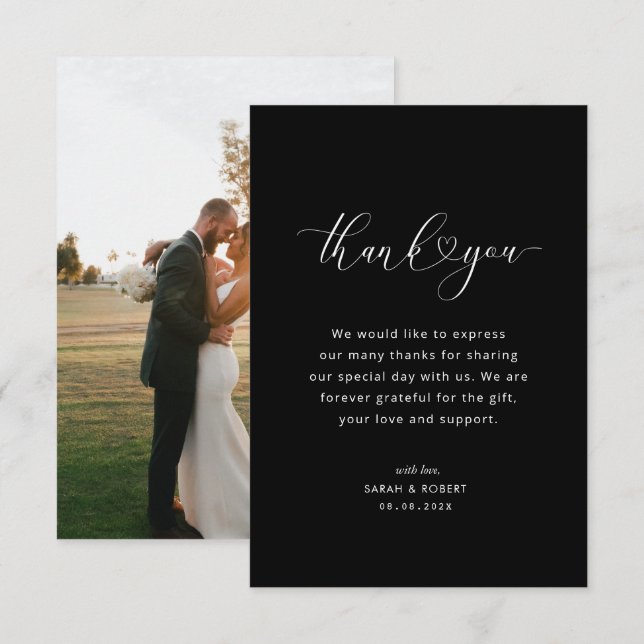 modern script wedding thank you card (Front/Back)
