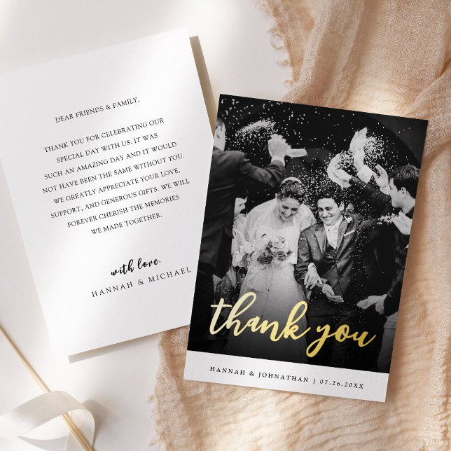 Modern Script Wedding Thank You Foil Invitation (Creator Uploaded)