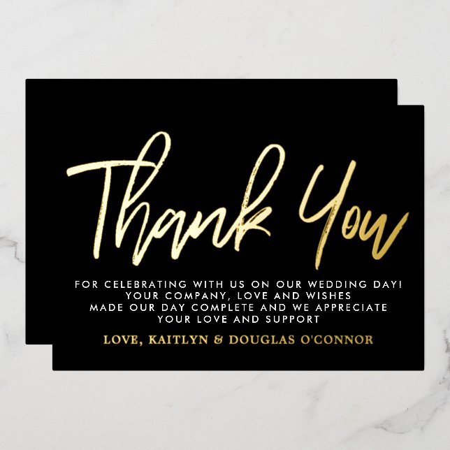 Modern Script Wedding Thank You Real (Front/Back)