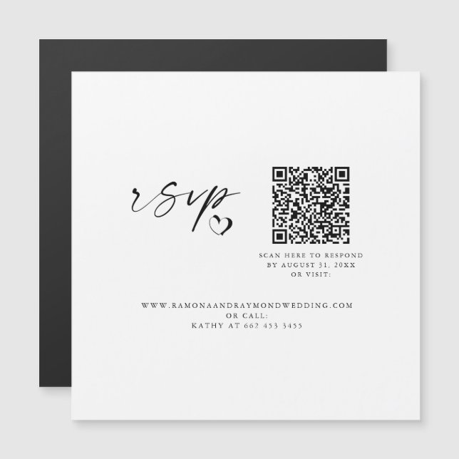 Modern Script Wedding Website QR Code Magnet Card (Front/Back)
