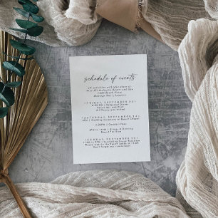 Modern Script Wedding Weekend Schedule of Events Enclosure Card