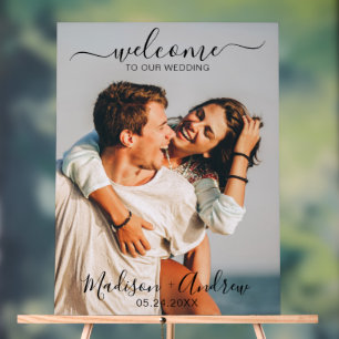 Modern Script Wedding Welcome Acrylic Sign