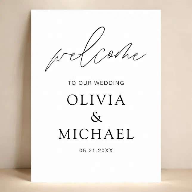 Welcome Modern Script Modern Script Wedding Welcome Elegant Foam Board Poster | Zazzle