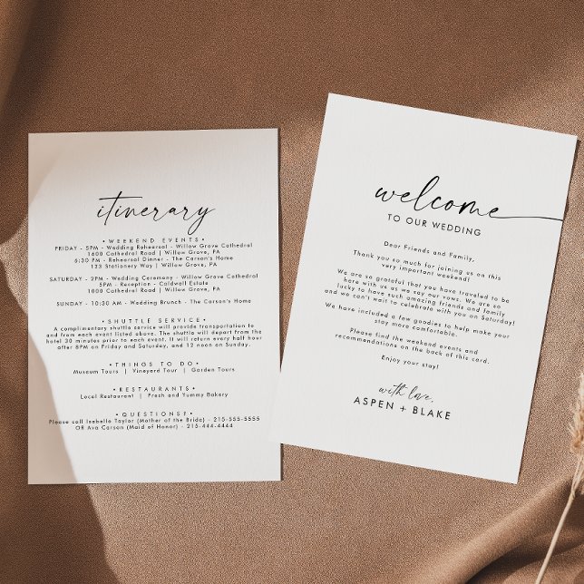 Modern Script Wedding Welcome Letter & Itinerary (Creator Uploaded)