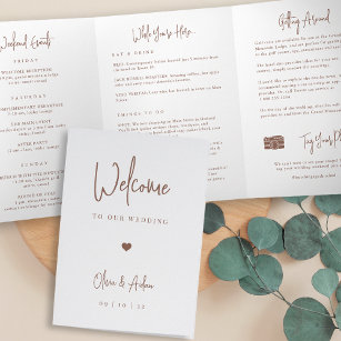 Modern Script Wedding Welcome Letter & Itinerary Tri-Fold Programme