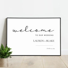 Modern Script Wedding Welcome Sign