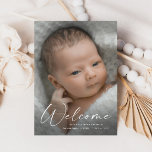 Modern Script Welcome Baby Photo Birth Details Thank You Card<br><div class="desc">Modern Script Welcome Baby Photo Birth Details Thank you card. The back includes a second photo and thank you message that you can personalise or remove if you prefer to hand write your thank you.</div>