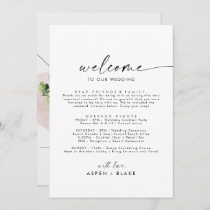 Modern Script Welcome Letter Itinerary & Map