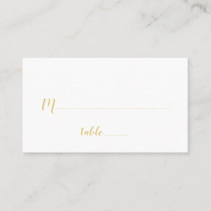 Modern Script White and Gold Wedding Place Card