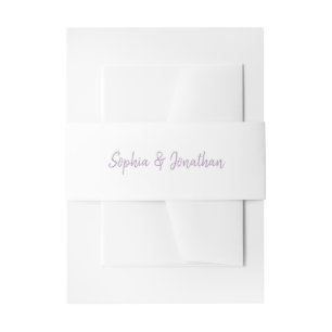 Modern Script   White and Lavender Wedding Invitation Belly Band